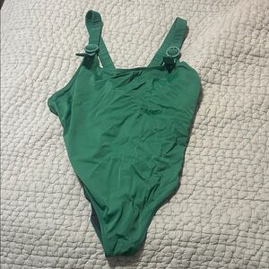 SOLID & STRIPED Green one piece swimsuit with buckle straps adjustable large